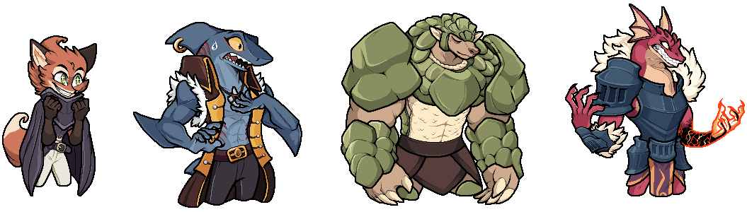 Expressions for each character's portrait made for Dungeons of Aether (2023).